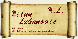 Milun Lukanović vizit kartica